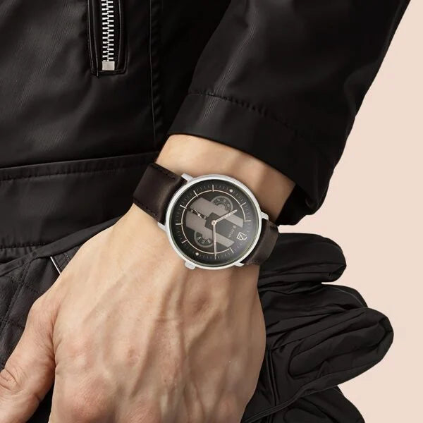 Titan 1882SL01 | Titan Quartet Black Dial Quartz Multifunction Leather Strap watch for Men