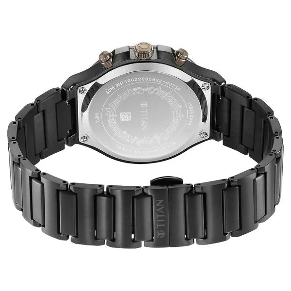Titan 1883KM01 | Titan Quartet Grey Dial Analog with Day and Date Stainless Steel Strap watch for Men