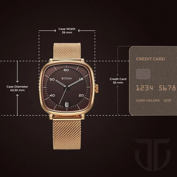 Titan 1885WM01 | Titan Neo Curve Quartz Analog with Date Brown Dial Stainless Steel Strap Watch For Men