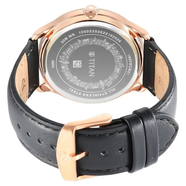 Titan 1890WL01 | Titan Quartet Brown Dial Analog Leather Strap watch for Men