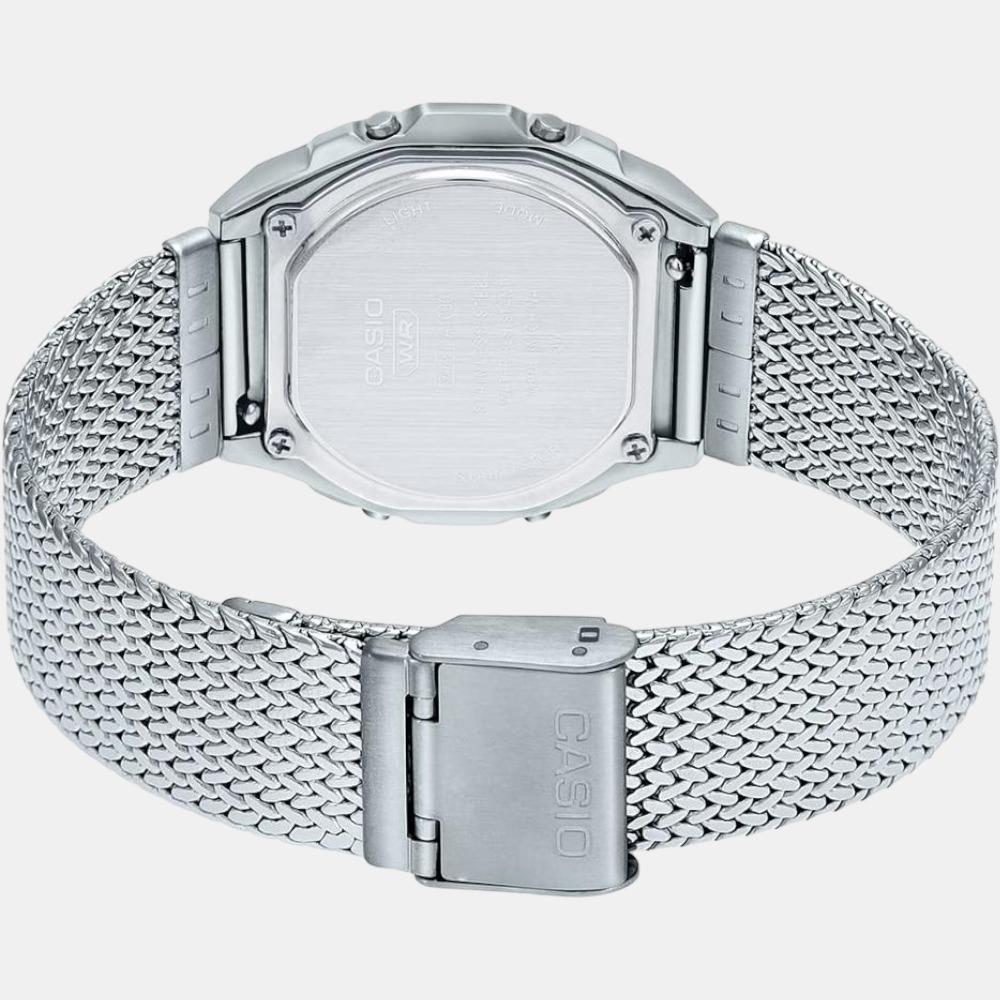 Vintage Unisex Quartz Silver Dial Digital Mesh Watch D278