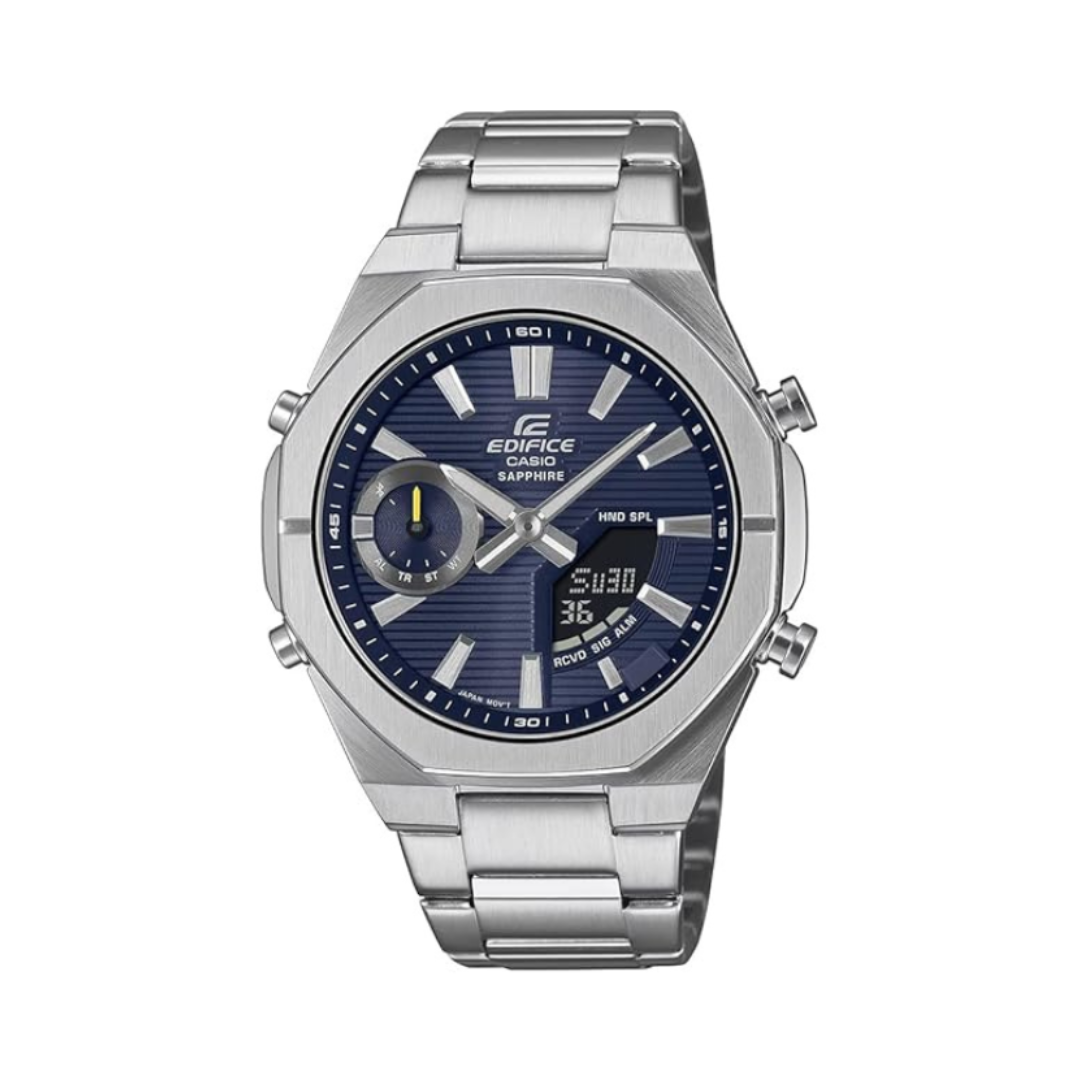 Casio ECB-S10D-2ADF ED649 | Edifice Men Quartz Blue Dial Analog-Digital Stainless Steel Watch