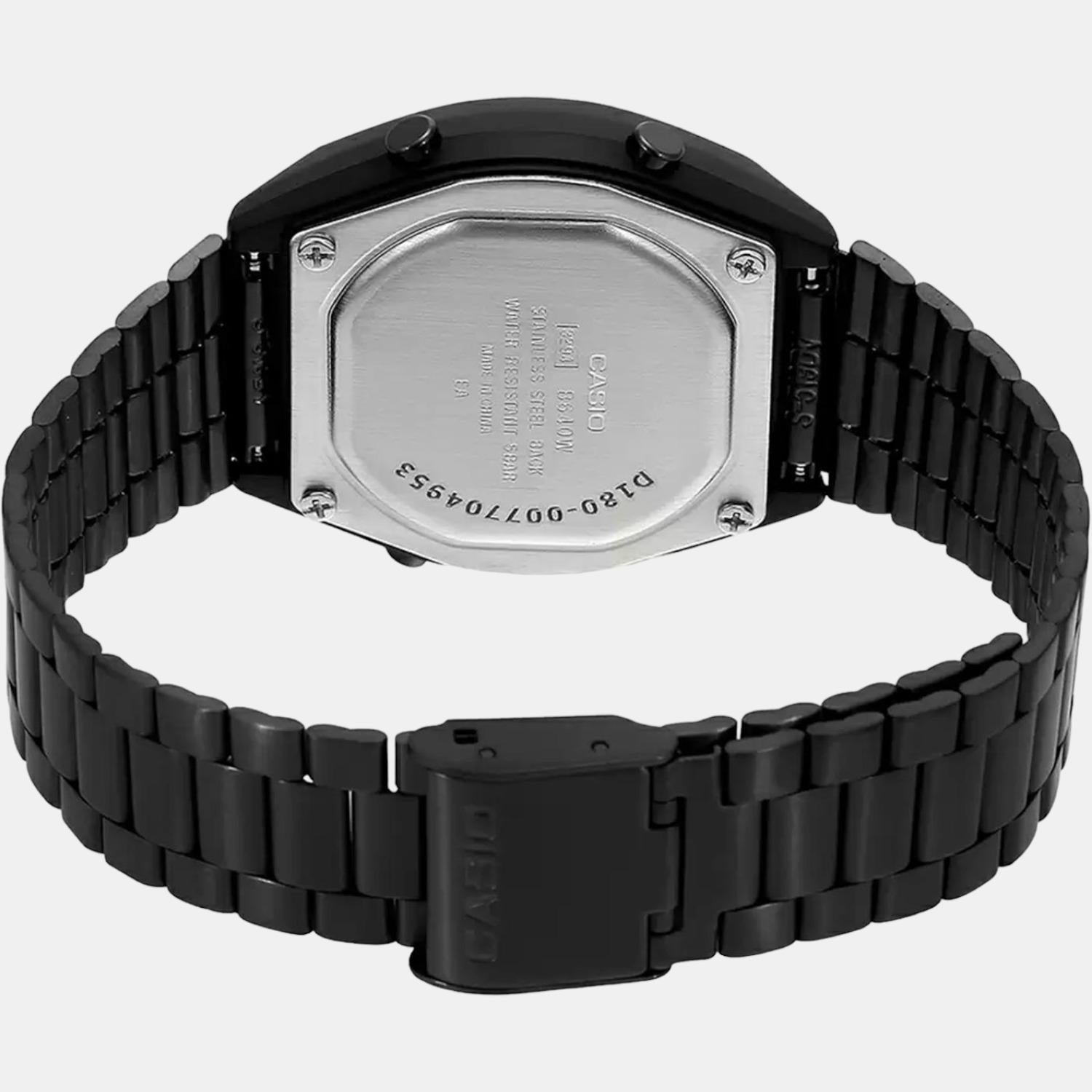 Vintage Unisex Quartz Black Dial Digital Stainless Steel Watch D180
