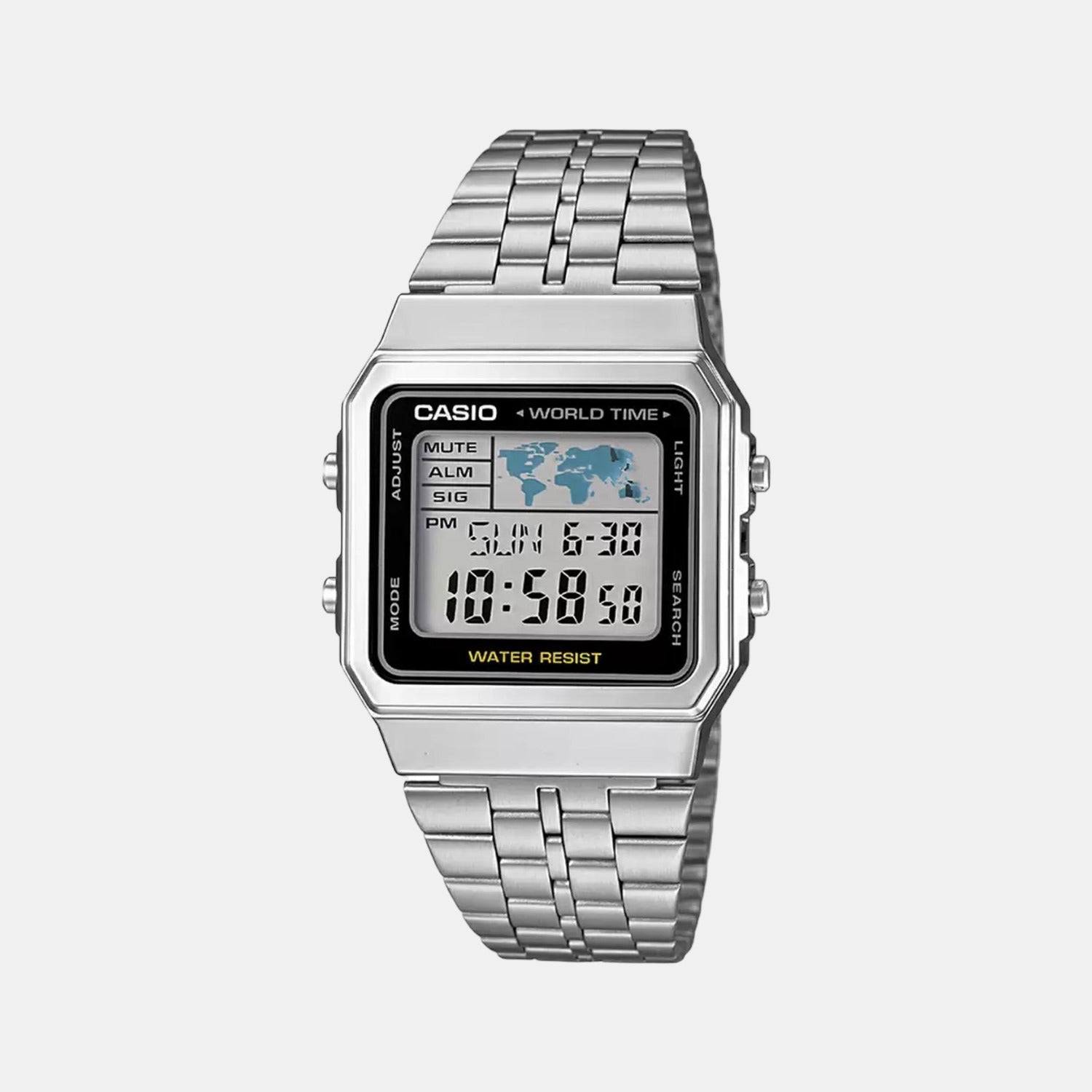 Vintage Unisex Quartz Black Dial Digital Stainless Steel Watch D133