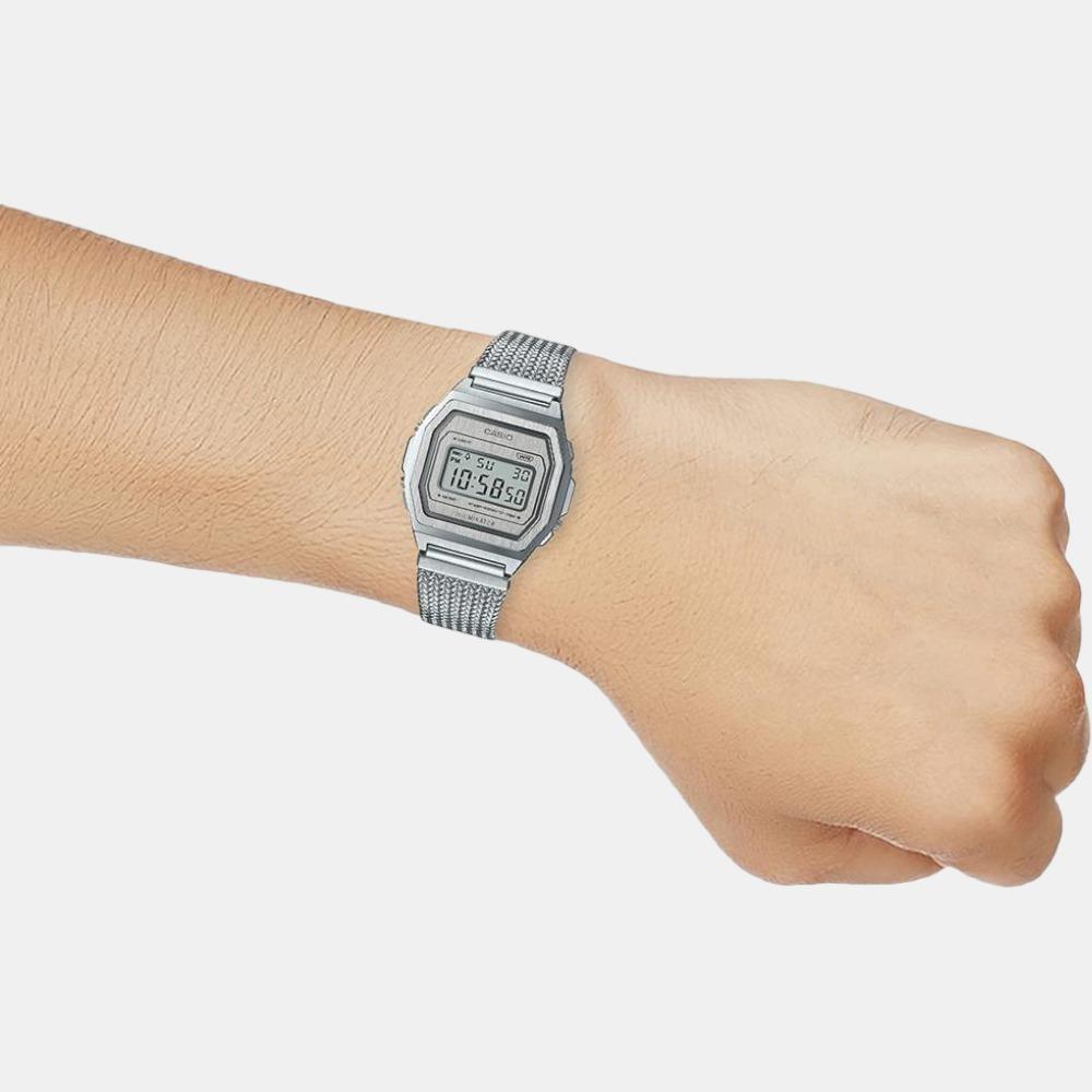 Vintage Unisex Quartz Silver Dial Digital Mesh Watch D278