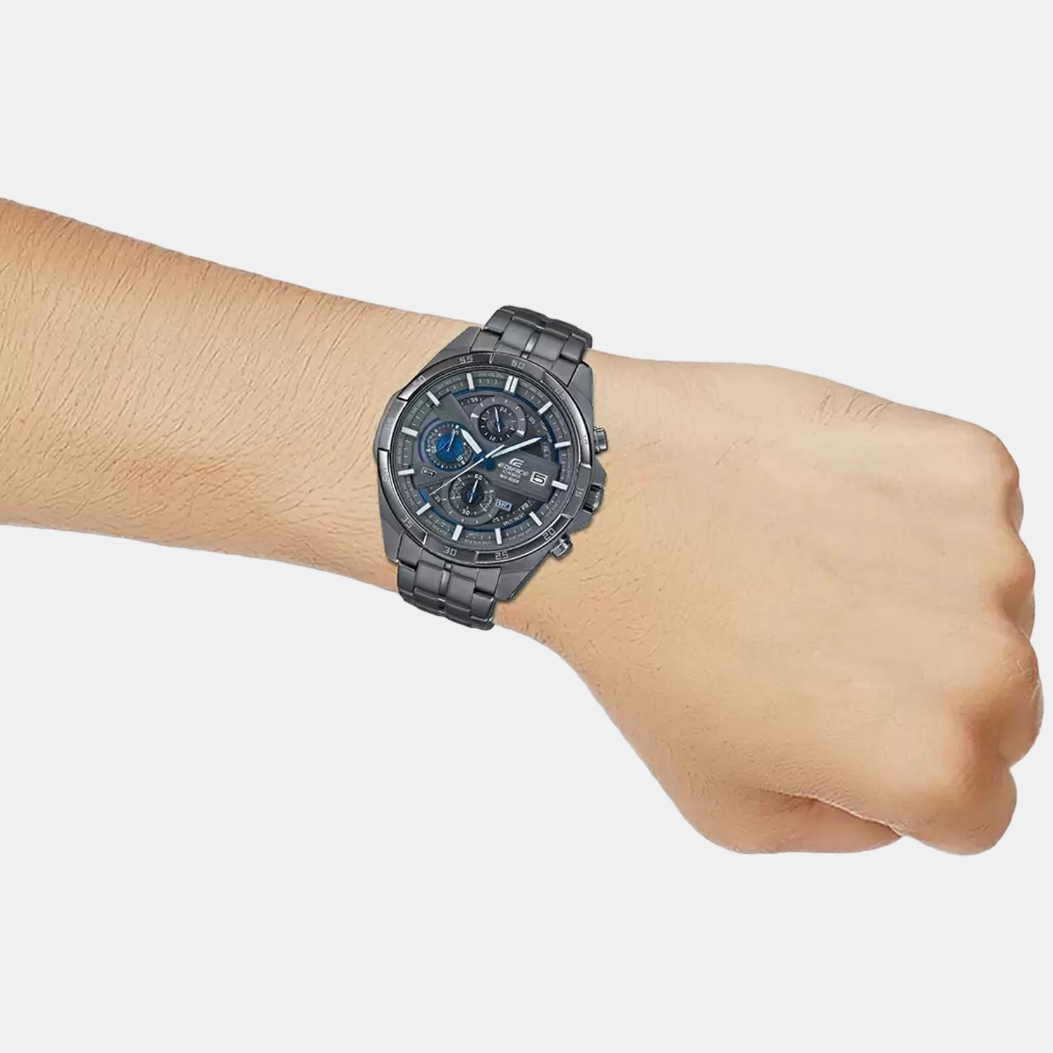 Edifice Men Quartz Grey Dial Chronograph Stainless Steel Watch EX494