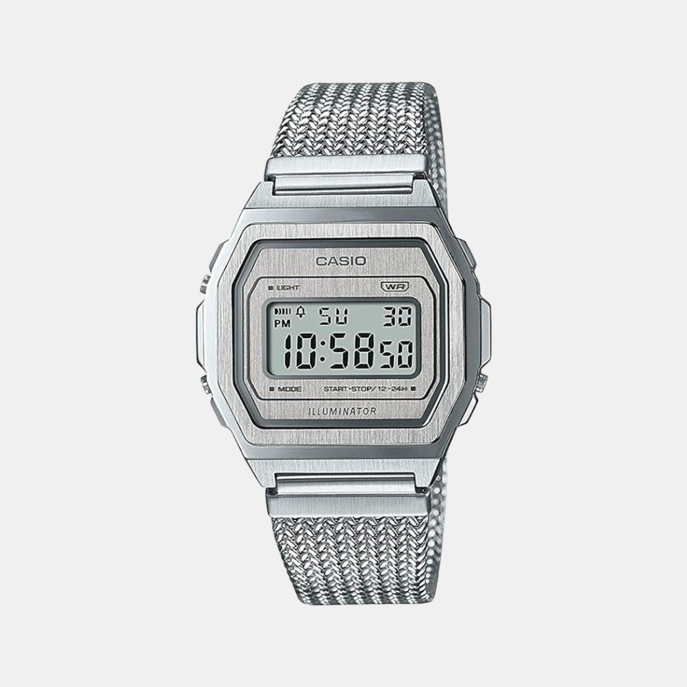 Vintage Unisex Quartz Silver Dial Digital Mesh Watch D278