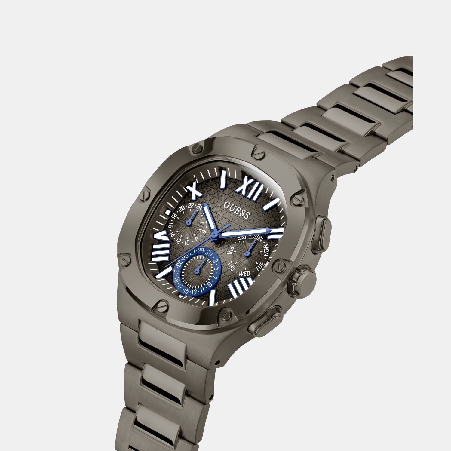 Guess Men Quartz Gunmetal Dial Chronograph Stainless Steel Watch