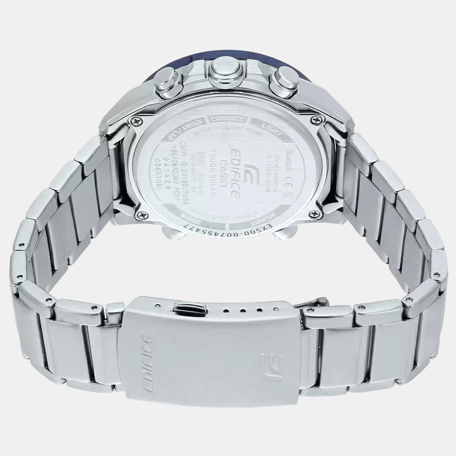 Edifice Men Quartz Black Dial Analog-Digital Stainless Steel Watch EX500