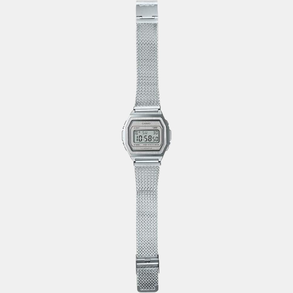 Vintage Unisex Quartz Silver Dial Digital Mesh Watch D278