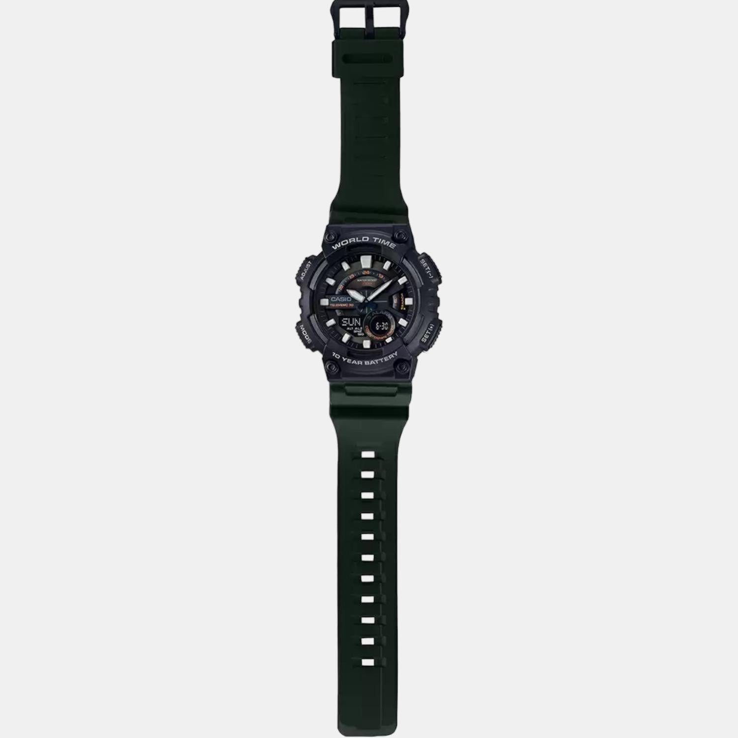 Youth Men Quartz Black Dial Analog-Digital Resin Watch AD223