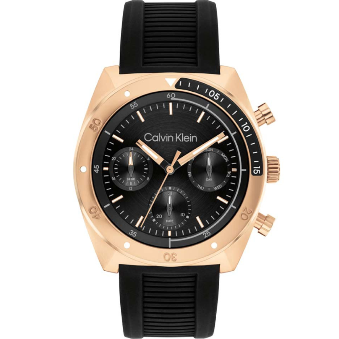 Calvin Klein 25200480 | Ck Flex Men Quartz Black Dial Multi-Function Silicone Watch
