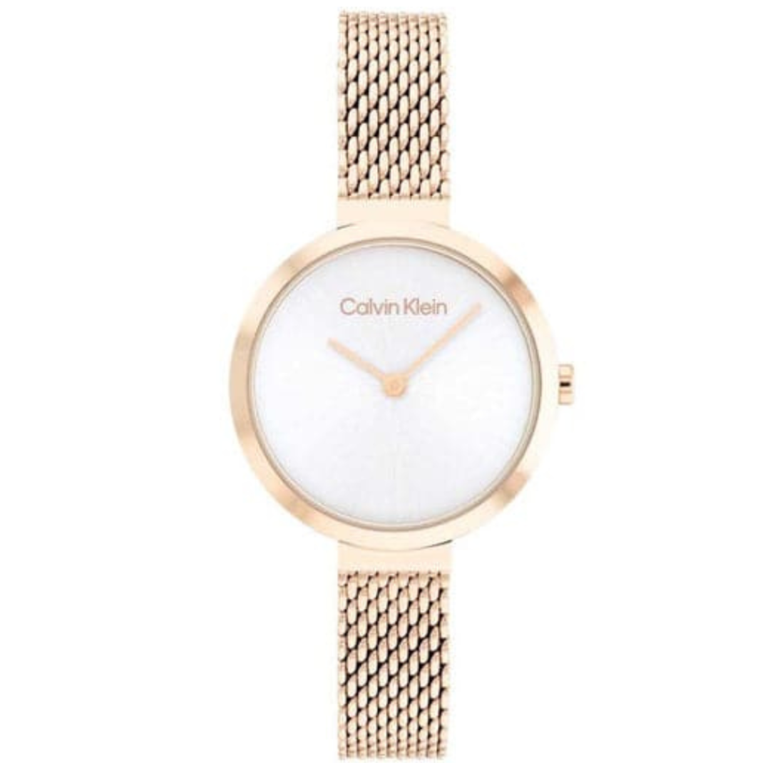 Calvin Klein 25200083 | Minimalistic T Bar Women Quartz Silver Dial Analog Mesh Watch