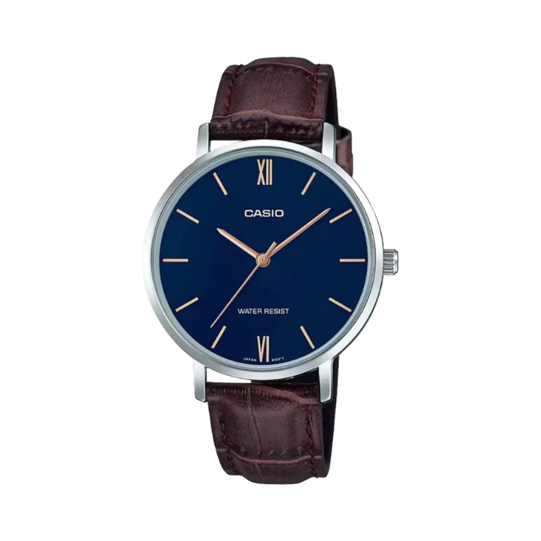 Casio LTP-VT01L-2BUDF A1629 | Enticer Women Quartz Blue Dial Analog Leather Watch