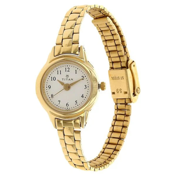 Titan 2401YM01 | Titan Quartz Analog White Dial Stainless Steel Strap Watch for Women