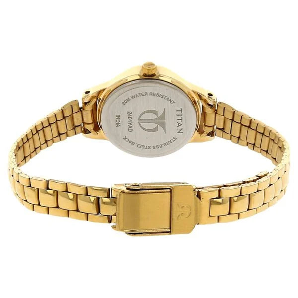 Titan 2401YM01 | Titan Quartz Analog White Dial Stainless Steel Strap Watch for Women