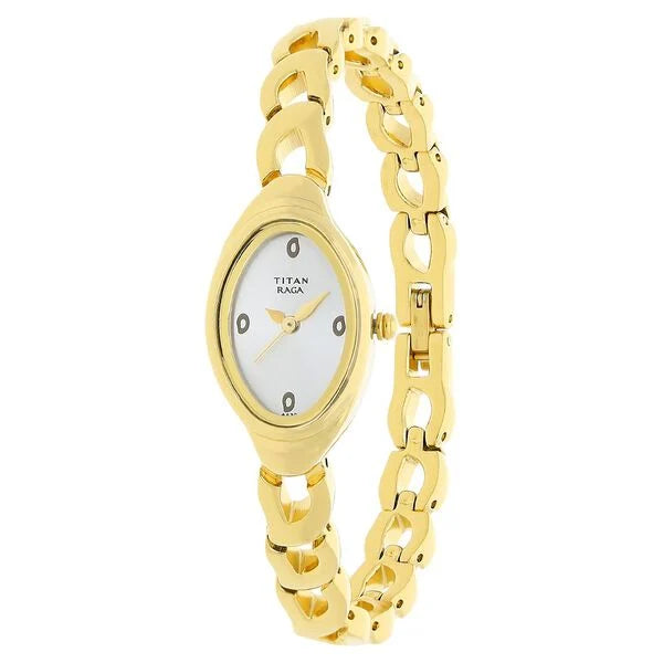 Titan 2435YM01 | Titan Quartz Analog White Dial Metal Strap Watch for Women