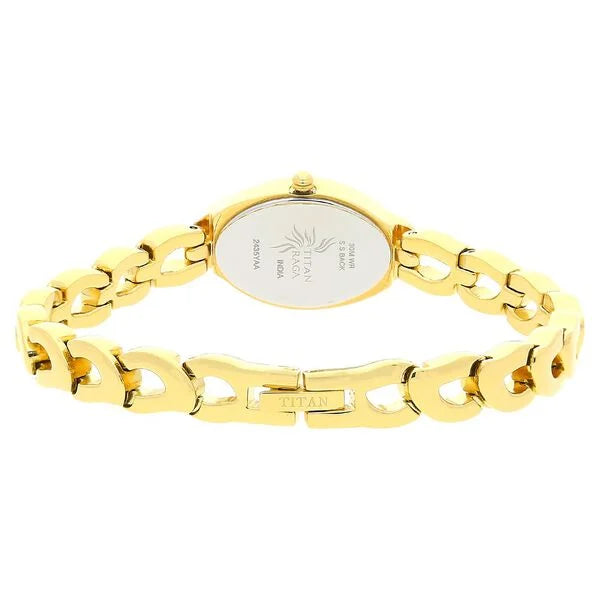Titan 2435YM01 | Titan Quartz Analog White Dial Metal Strap Watch for Women