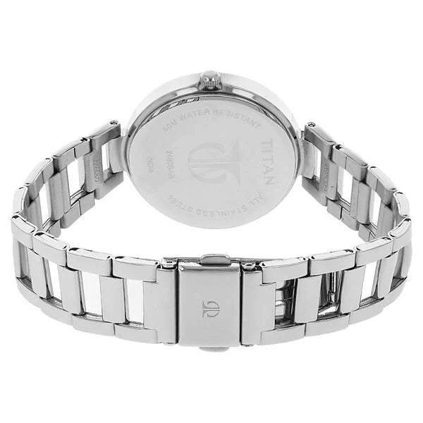 Titan 2480SM02 | Titan Quartz Analog Black Dial Stainless Steel Strap Watch for Women
