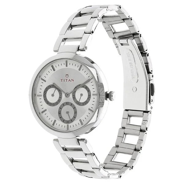 Titan 2480SM03 | Titan Quartz Analog Silver Dial Stainless Steel Strap Watch for Women
