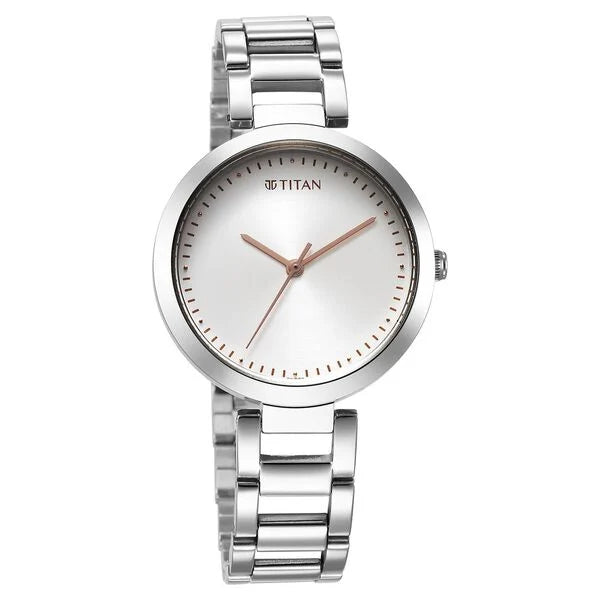 Titan 2480SM12 | Titan Workwear Quartz Analog Silver Dial Silver Stainless Steel Strap Watch for Women