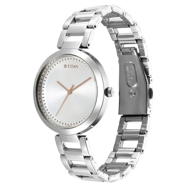 Titan 2480SM12 | Titan Workwear Quartz Analog Silver Dial Silver Stainless Steel Strap Watch for Women