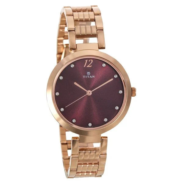 Titan 2480WM02 | Titan Sparkle Purple Dial Analog Stainless Steel Strap Watch for Women