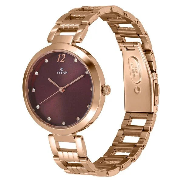 Titan 2480WM02 | Titan Sparkle Purple Dial Analog Stainless Steel Strap Watch for Women