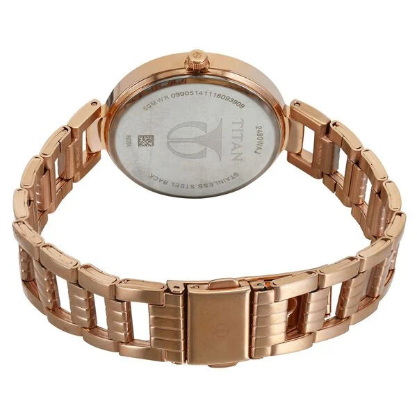 Titan 2480WM02 | Titan Sparkle Purple Dial Analog Stainless Steel Strap Watch for Women