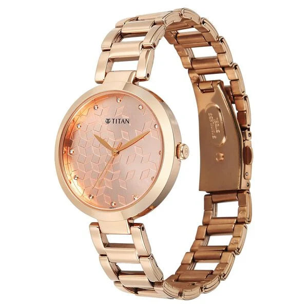 Titan 2480WM08 | Titan Purple Superheads Quartz Analog Rose Gold Dial Rose Gold Stainless Steel Strap Watch For Women