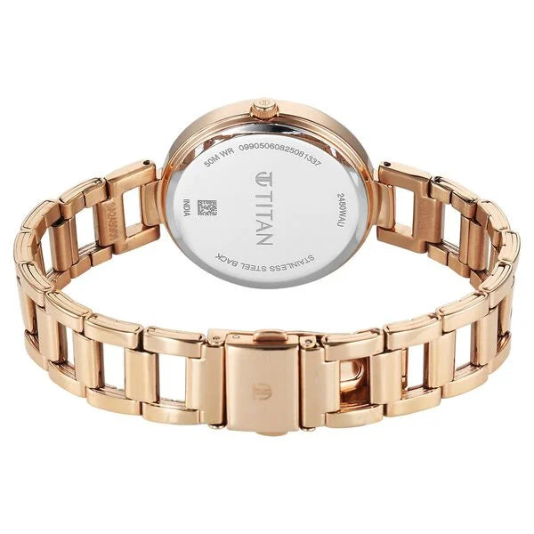 Titan 2480WM08 | Titan Purple Superheads Quartz Analog Rose Gold Dial Rose Gold Stainless Steel Strap Watch For Women
