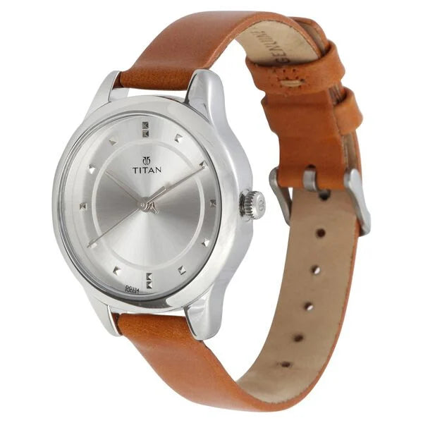 Titan 2481SL06 | Titan Workwear Silver Dial Women Watch With Leather Strap