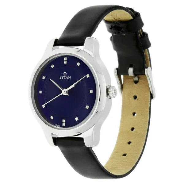Titan 2481SL08 | Titan Women's Chic minimalist watch with Blue dial and leather strap