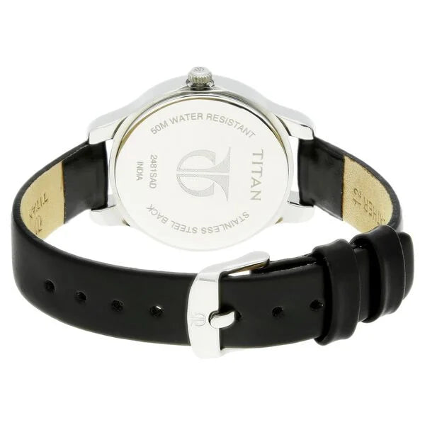 Titan 2481SL08 | Titan Women's Chic minimalist watch with Blue dial and leather strap
