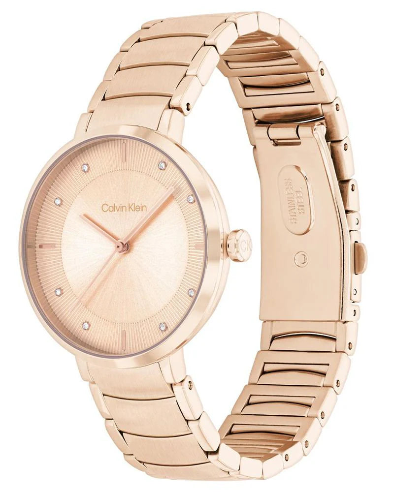 Calvin Klein 25100019 |  Sentiment Women Quartz Rose Gold Dial Analog Stainless Steel Watch.