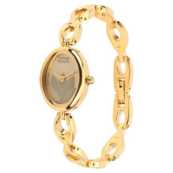 Titan 2511YM04 | Titan Quartz Analog Champagne Dial Metal Strap Watch for Women