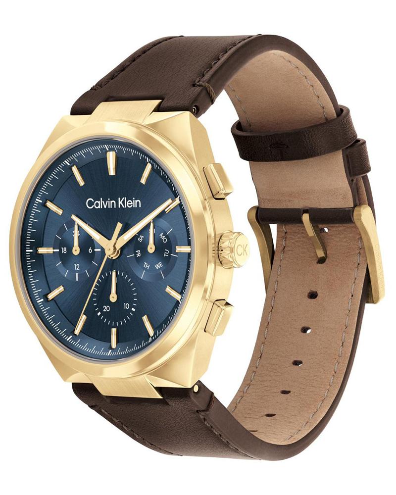 Calvin Klein 25200445 | Distinguish Men Quartz Blue Dial Multi-Function Leather Watch