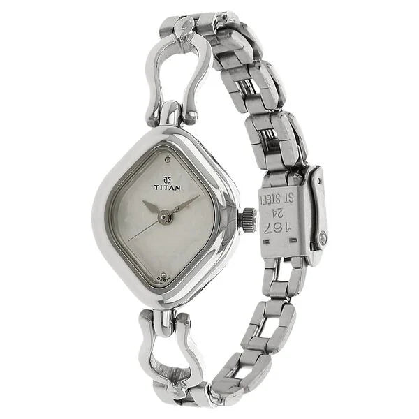 Titan 2536SM02 | Titan Quartz Analog Silver Dial Stainless Steel Strap Watch for Women