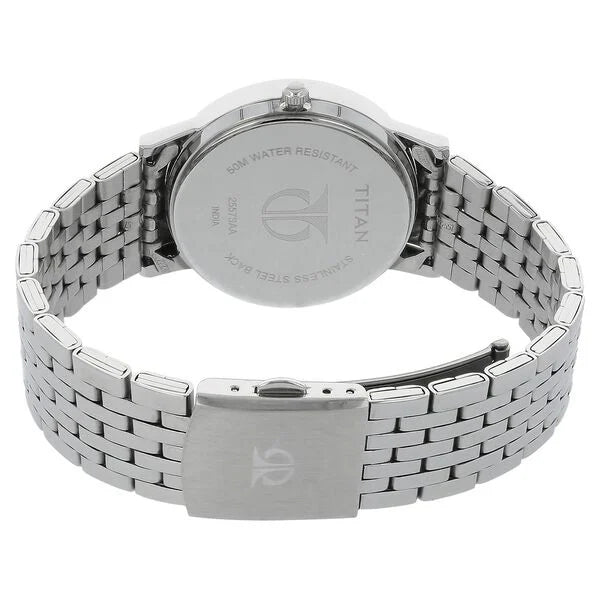 Titan 2557SM01 | Titan Quartz Analog with Day and Date Silver Dial Stainless Steel Strap Watch for Women