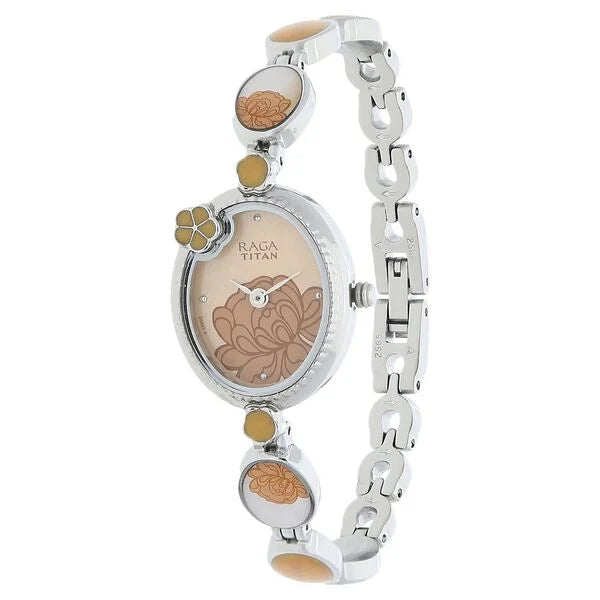 Titan 2566SM01 | Titan Raga Aurora Beige Dial Women Watch With Metal Strap