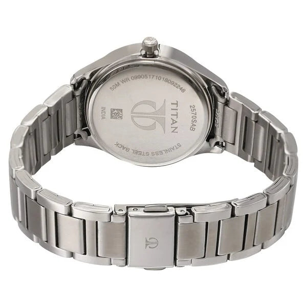 Titan 2570SM07 | Titan Sparkle Anthracite Dial Analog with Date Stainless Steel Strap Watch for Women