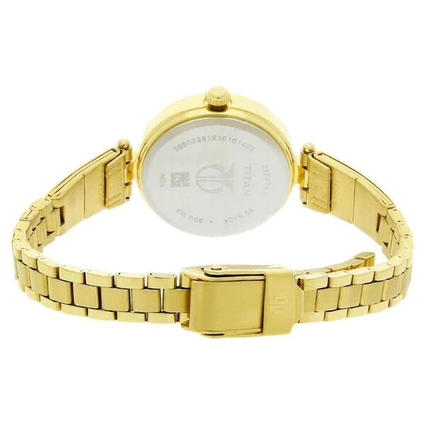 Titan 2574YM01 | Titan Karishma Champagne Dial Women Watch With Stainless Steel Strap