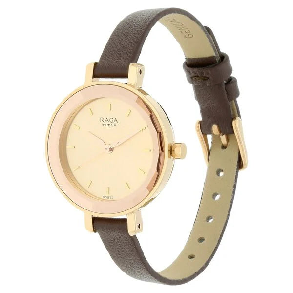 Titan 2575WL01 | Titan Raga Viva Rose Gold Dial Women Watch With Leather Strap