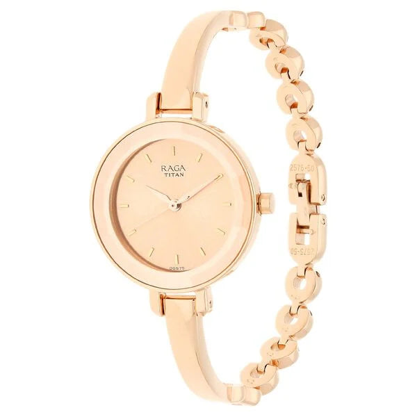 Titan 2575WM01 | Titan Raga Viva Quartz Analog Rose Gold Round Dial Rose Gold Metal Strap Watch For Women