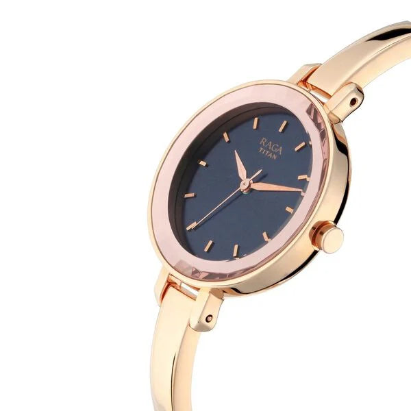 Titan 2575WM02 | Titan Quartz Analog Blue Dial Metal Strap Watch for Women