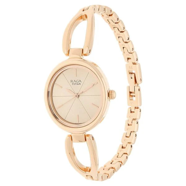 Titan 2579WM01 | Titan Raga Viva Rose Gold Dial Women Watch With Metal Strap