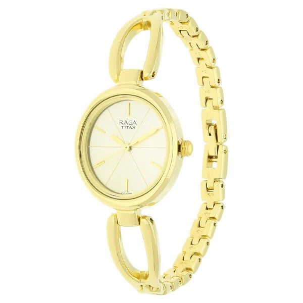 Titan 2579YM01 | Titan Raga Viva Champagne Dial Women Watch With Metal Strap