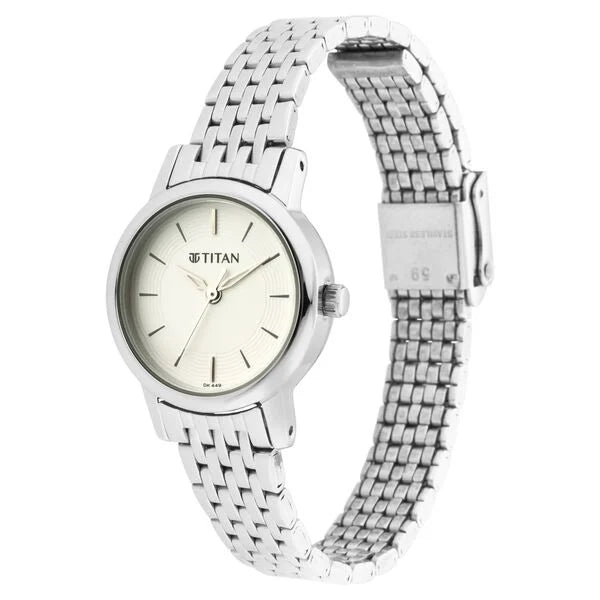 Titan 2593SM04 | Titan Quartz Analog Silver Dial Metal Strap Watch for Women