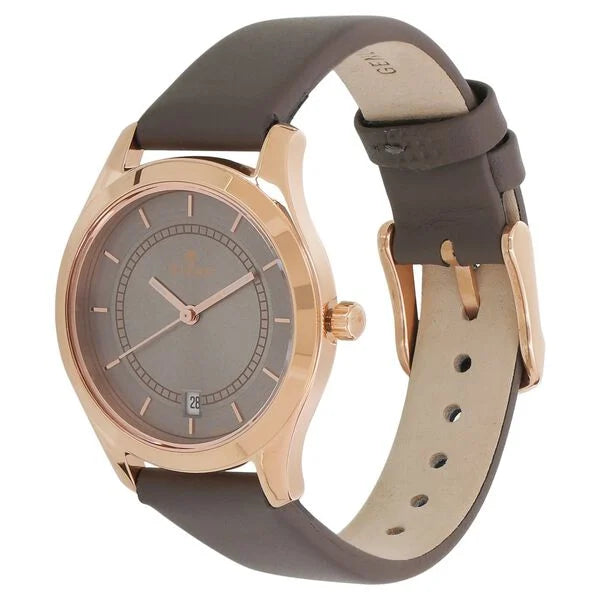 Titan 2596WL03 | Titan Workwear Anthracite Dial Women Watch With Leather Strap