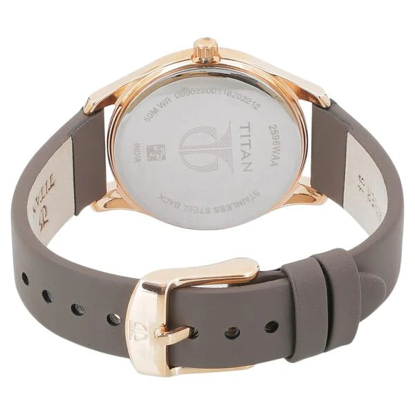 Titan 2596WL03 | Titan Workwear Anthracite Dial Women Watch With Leather Strap